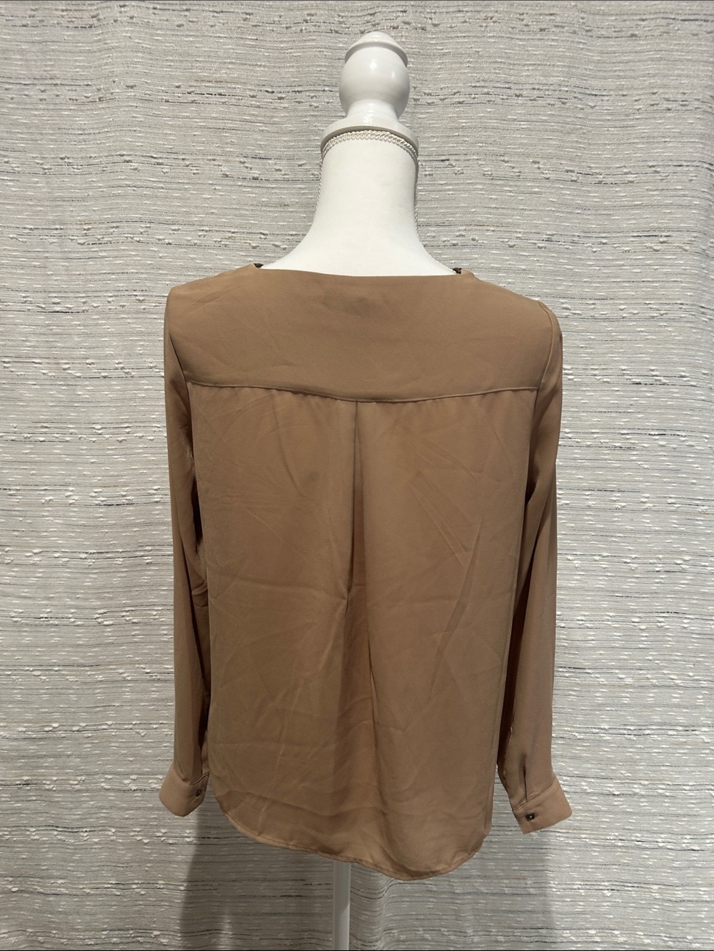 Forever 21 Tan V-Neck Zip Pullover Blouse - Picture 2 of 5